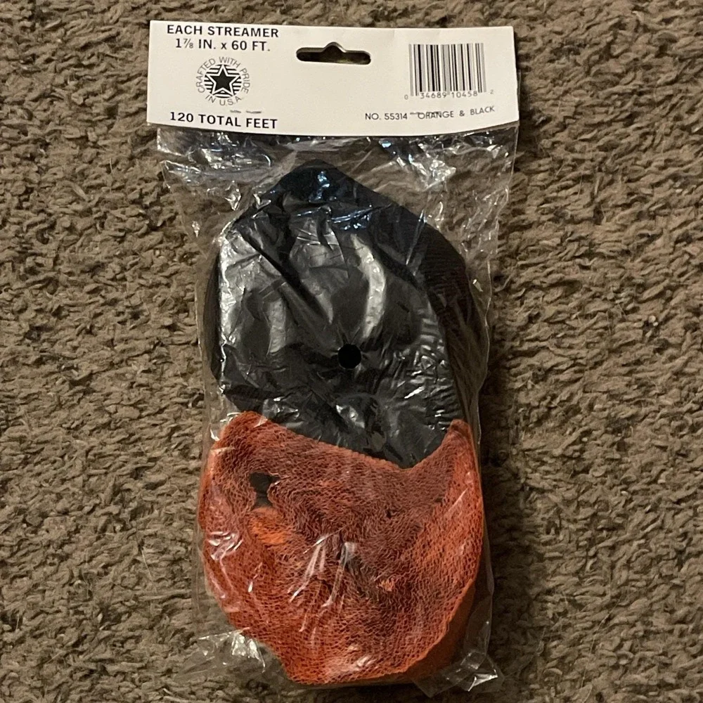 Vintage 1991 A Beistle Creation Halloween Crepe Paper Streamers Orange Black NIP